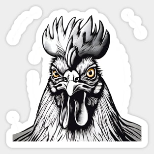 Angry Face Rooster Sticker